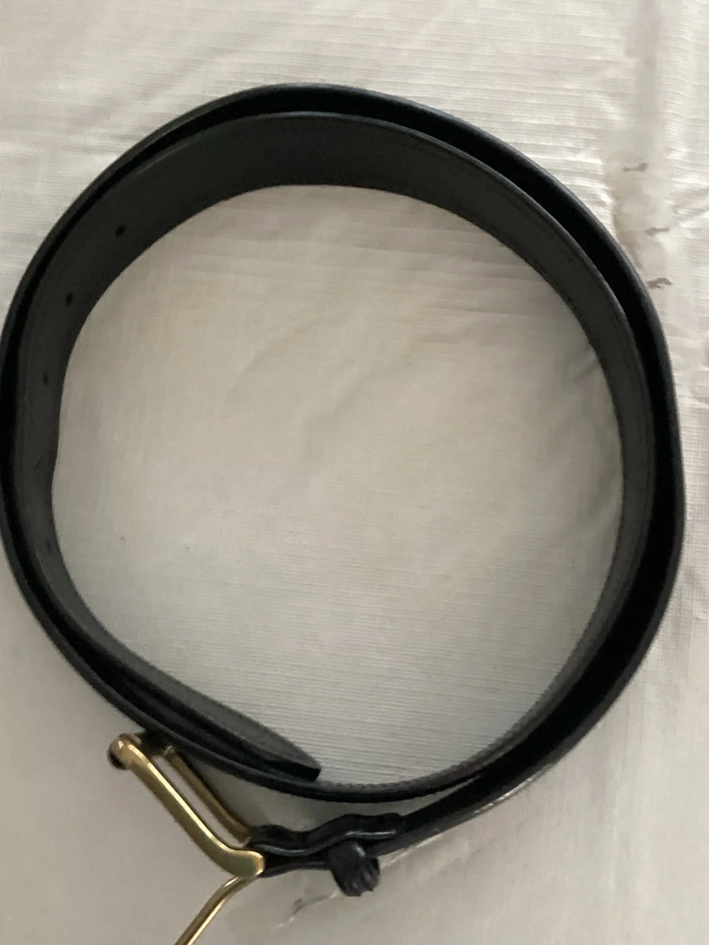 Used Polo by Ralph Lauren Black Leather Belt with Brass Nameplate Size 40